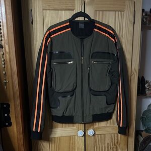 P.E Nation Olive and Orange Bomber Jacket